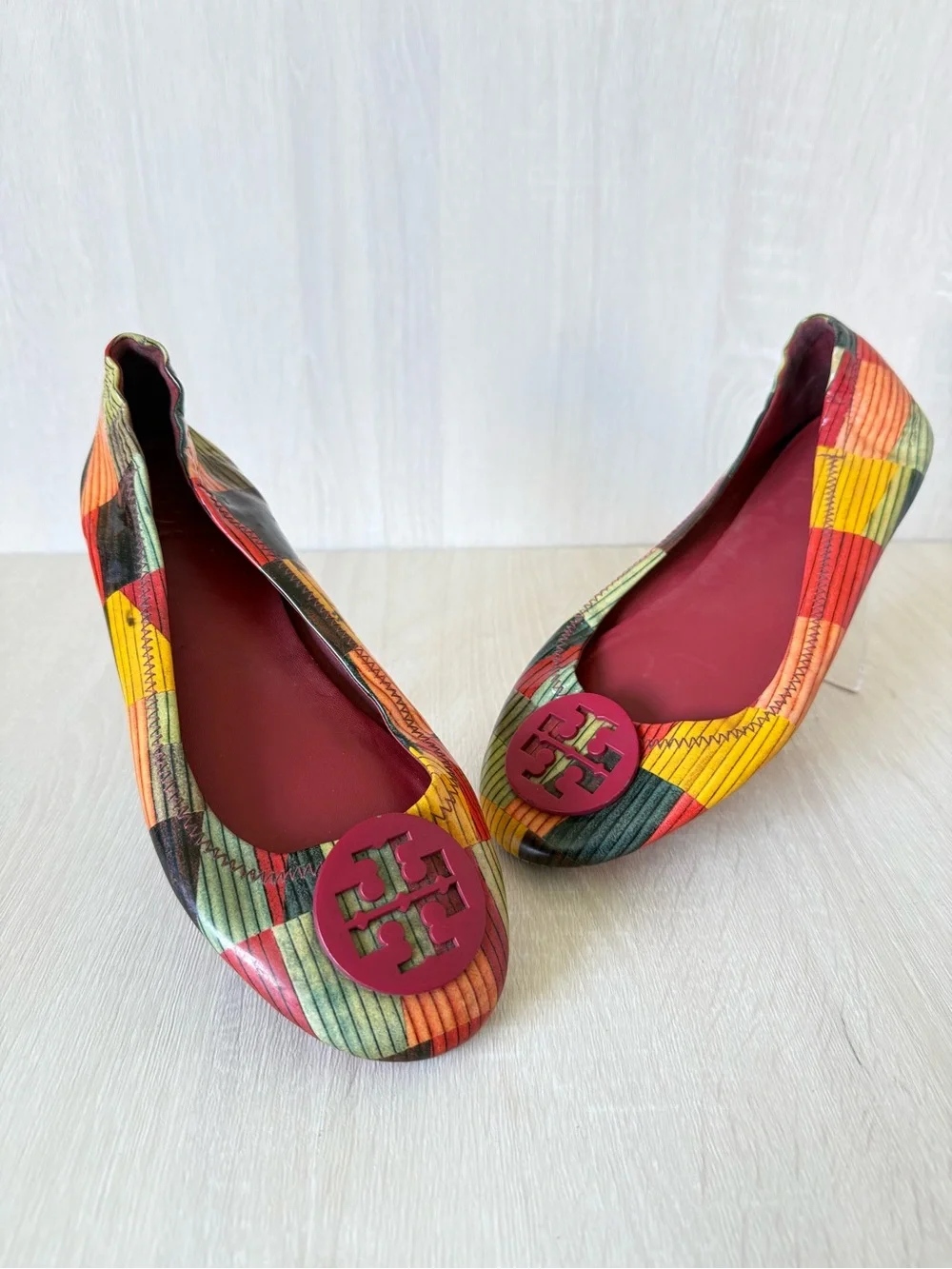 Tory Burch Reva Multicolor Printed Patent Leather Ballet Flats Women’s 9 aprox